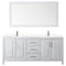 Wyndham Daria 80" Double Bathroom Vanity In White White Cultured Marble Countertop Undermount Square Sinks and 70" Mirror WCV252580DWHWCUNSM70