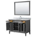 Wyndham Margate 48" Single Bathroom Vanity In Dark Gray White Carrara Marble Countertop Undermount Oval Sink and 44" Mirror WCV303048SKGCMUNOM44