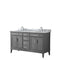 Wyndham Margate 60" Double Bathroom Vanity In Dark Gray White Carrara Marble Countertop Undermount Oval Sinks And No Mirror WCV303060DKGCMUNOMXX