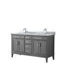 Wyndham Margate 60" Double Bathroom Vanity In Dark Gray White Carrara Marble Countertop Undermount Square Sinks And No Mirror WCV303060DKGCMUNSMXX