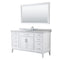 Wyndham Margate 60" Single Bathroom Vanity In White White Carrara Marble Countertop Undermount Oval Sink And 56" Mirror WCV303060SWHCMUNOM56