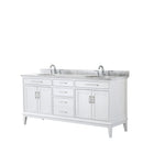 Wyndham Margate 72" Double Bathroom Vanity In White White Carrara Marble Countertop Undermount Oval Sinks And No Mirror WCV303072DWHCMUNOMXX