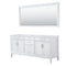 Wyndham Margate 72" Double Bathroom Vanity In White No Countertop No Sink And 70" Mirror WCV303072DWHCXSXXM70