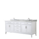 Wyndham Margate 80" Double Bathroom Vanity In White White Carrara Marble Countertop Undermount Oval Sinks And No Mirror WCV303080DWHCMUNOMXX