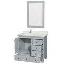 Wyndham Acclaim 36" Single Bathroom Vanity In Oyster Gray White Carrara Marble Countertop Undermount Square Sink and 24" Mirror WCV800036SOYCMUNSM24