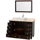 Wyndham AAA Acclaim 48" Single Bathroom Vanity In Espresso Ivory Marble Countertop Pyra White Sink and 24" Mirror WCV800048SESIVD2WM24
