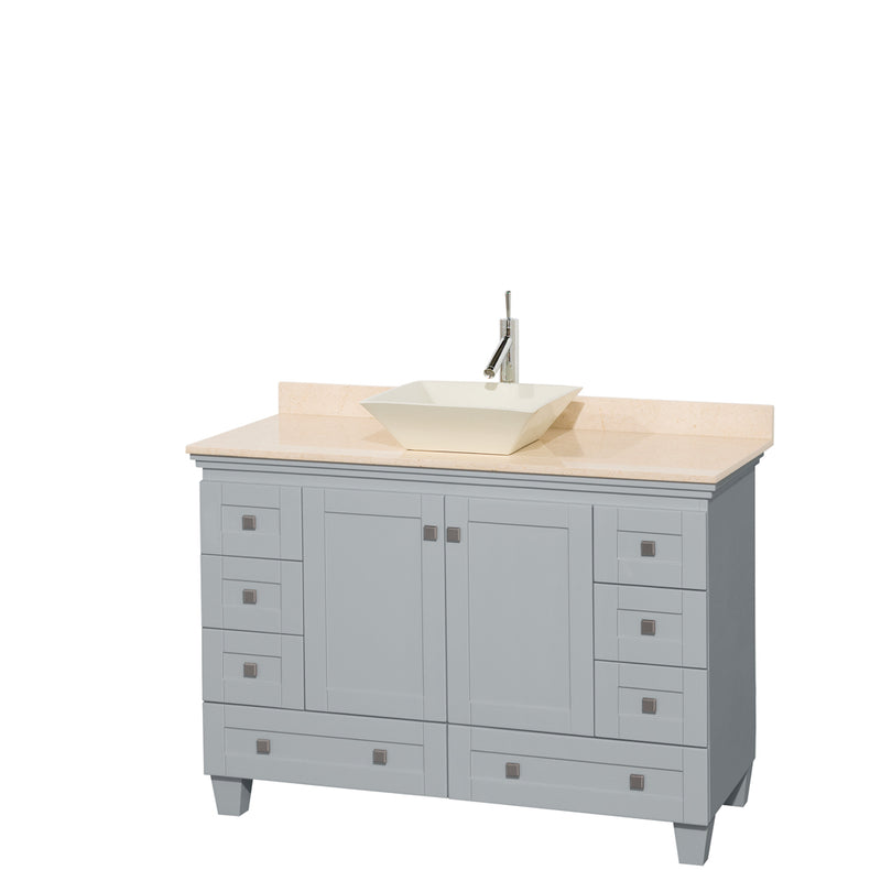 Wyndham AAA Acclaim 48" Single Bathroom Vanity In Oyster Gray Ivory Marble Countertop Pyra Bone Porcelain Sink And No Mirror WCV800048SOYIVD2BMXX