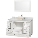 Wyndham Acclaim 48" Single Bathroom Vanity In White White Carrara Marble Countertop Pyra Bone Sink and 24" Mirror WCV800048SWHCMD2BM24