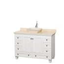 Wyndham AAA Acclaim 48" Single Bathroom Vanity In White Ivory Marble Countertop Pyra Bone Sink And No Mirror WCV800048SWHIVD2BMXX