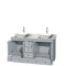Wyndham Acclaim 60" Double Bathroom Vanity In Oyster Gray White Carrara Marble Countertop Pyra White Porcelain Sinks and No Mirrors WCV800060DOYCMD2WMXX