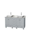 Wyndham Acclaim 60" Double Bathroom Vanity In Oyster Gray White Carrara Marble Countertop Pyra White Porcelain Sinks And No Mirrors WCV800060DOYCMD2WMXX