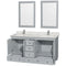 Wyndham Acclaim 60" Double Bathroom Vanity In Oyster Gray White Carrara Marble Countertop Undermount Square Sinks and 24" Mirrors WCV800060DOYCMUNSM24