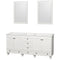 Wyndham Acclaim 72" Double Bathroom Vanity In White No Countertop No Sinks And 24" Mirrors WCV800072DWHCXSXXM24