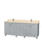 Wyndham AAA Acclaim 80" Double Bathroom Vanity In Oyster Gray Ivory Marble Countertop Undermount Square Sinks And No Mirror WCV800080DOYIVUNSMXX
