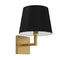 Dainolite 1 Light Incandescent Wall Sconce Aged Brass with Black Shade WHN-91W-AGB-BK
