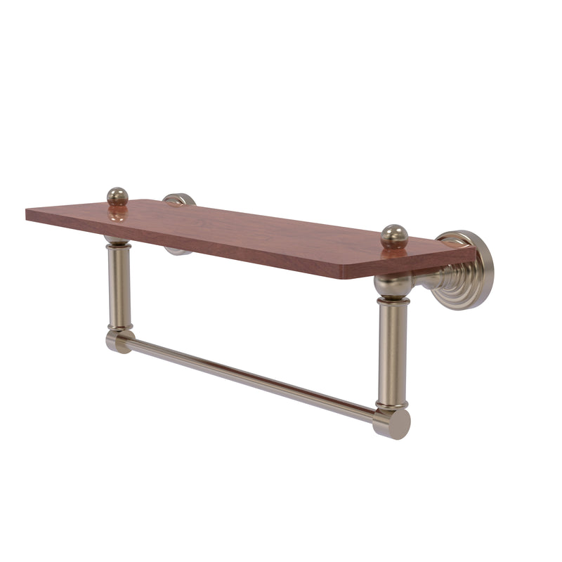 Allied Brass Waverly Place Collection 16 Inch Solid IPE Ironwood Shelf with Integrated Towel Bar WP-1-16TB-IRW-PEW