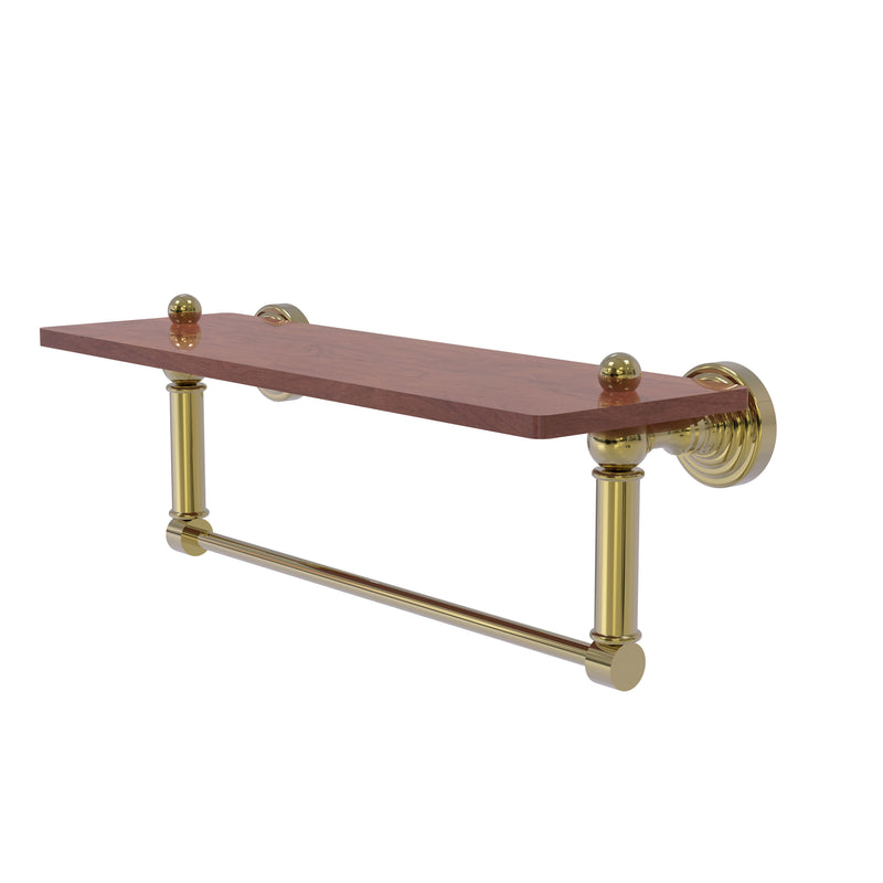 Allied Brass Waverly Place Collection 16 Inch Solid IPE Ironwood Shelf with Integrated Towel Bar WP-1-16TB-IRW-UNL