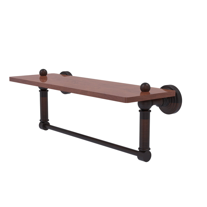 Allied Brass Waverly Place Collection 16 Inch Solid IPE Ironwood Shelf with Integrated Towel Bar WP-1-16TB-IRW-VB