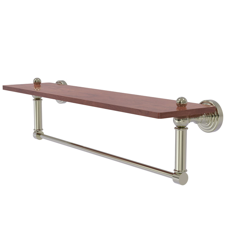 Allied Brass Waverly Place Collection 22 Inch Solid IPE Ironwood Shelf with Integrated Towel Bar WP-1-22TB-IRW-PNI