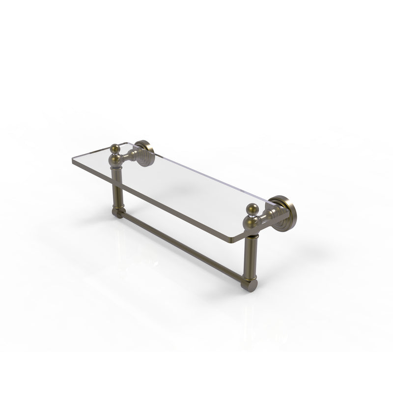 Allied Brass Waverly Place 16 Inch Glass Vanity Shelf with Integrated Towel Bar WP-1TB-16-ABR