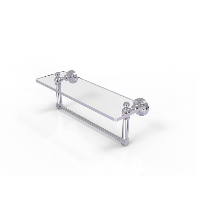 Allied Brass Waverly Place 16 Inch Glass Vanity Shelf with Integrated Towel Bar WP-1TB-16-PC