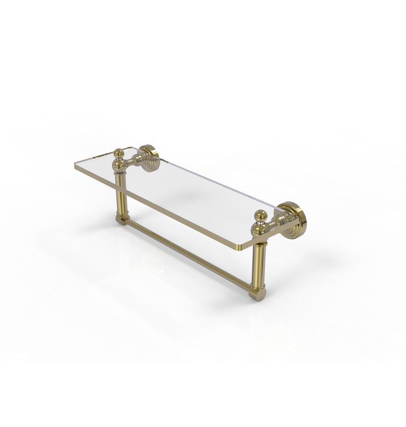 Allied Brass Waverly Place 16 Inch Glass Vanity Shelf with Integrated Towel Bar WP-1TB-16-UNL