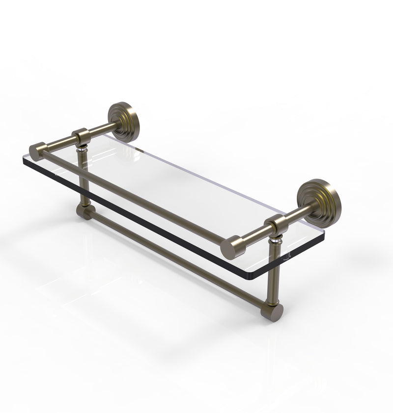 Allied Brass 16 Inch Gallery Glass Shelf with Towel Bar WP-1TB-16-GAL-ABR