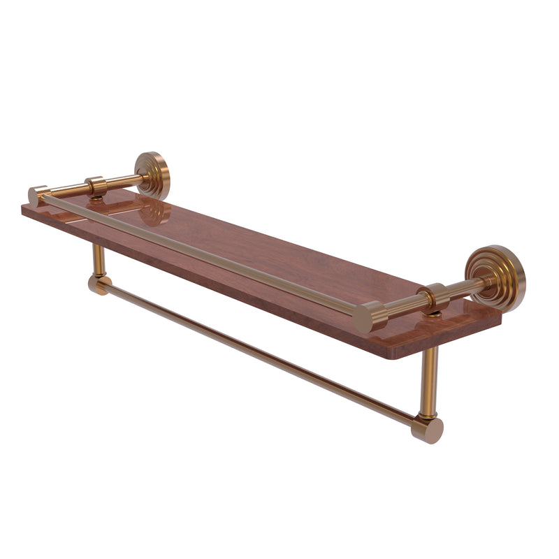 Allied Brass Waverly Place Collection 22 Inch IPE Ironwood Shelf with Gallery Rail and Towel Bar WP-1-22TB-GAL-IRW-BBR