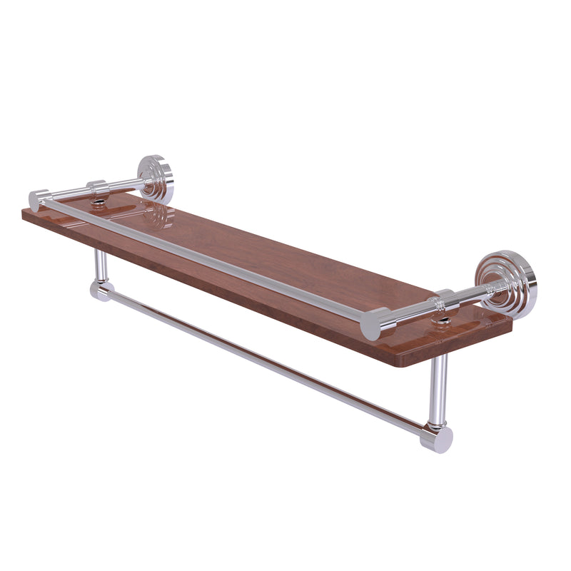 Allied Brass Waverly Place Collection 22 Inch IPE Ironwood Shelf with Gallery Rail and Towel Bar WP-1-22TB-GAL-IRW-PC