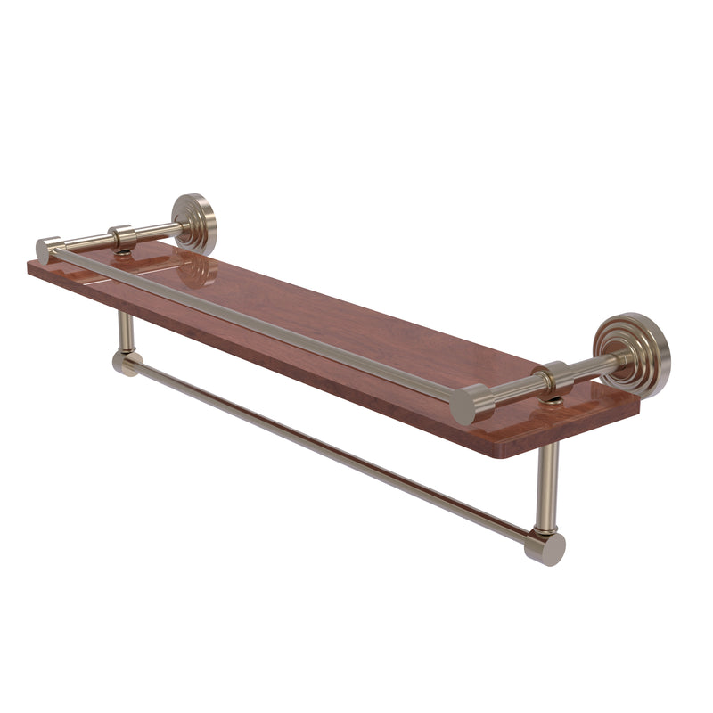 Allied Brass Waverly Place Collection 22 Inch IPE Ironwood Shelf with Gallery Rail and Towel Bar WP-1-22TB-GAL-IRW-PEW