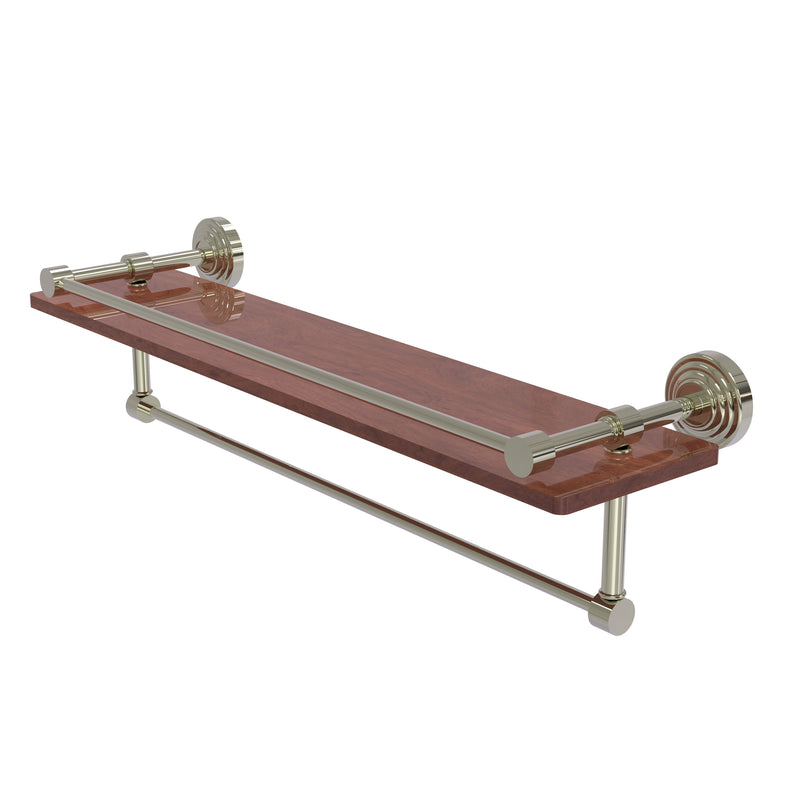 Allied Brass Waverly Place Collection 22 Inch IPE Ironwood Shelf with Gallery Rail and Towel Bar WP-1-22TB-GAL-IRW-PNI