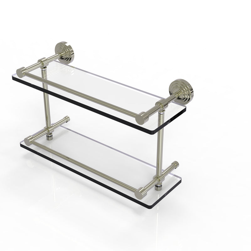 Allied Brass Waverly Place 16 Inch Double Glass Shelf with Gallery Rail WP-2-16-GAL-PNI