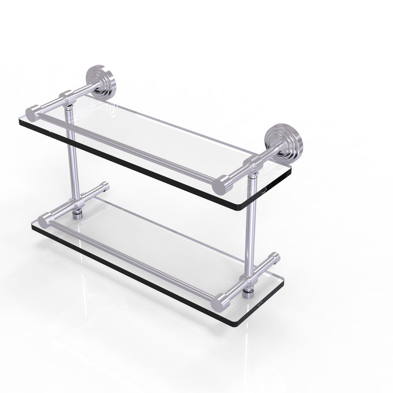 Allied Brass Waverly Place 16 Inch Double Glass Shelf with Gallery Rail WP-2-16-GAL-SCH