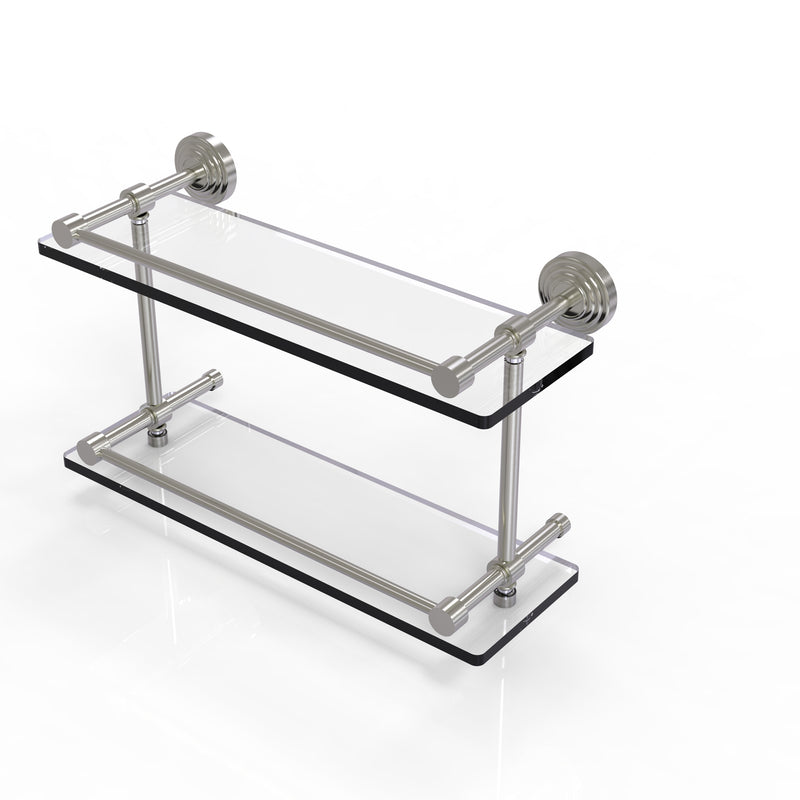 Allied Brass Waverly Place 16 Inch Double Glass Shelf with Gallery Rail WP-2-16-GAL-SN
