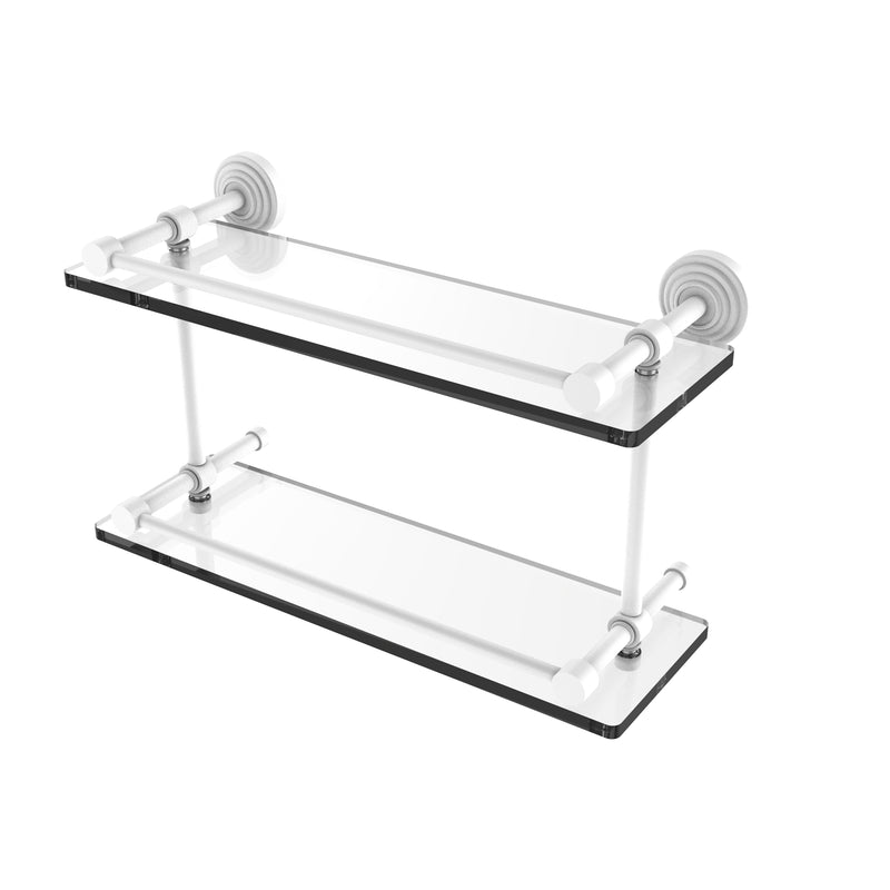 Allied Brass Waverly Place 16 Inch Double Glass Shelf with Gallery Rail WP-2-16-GAL-WHM