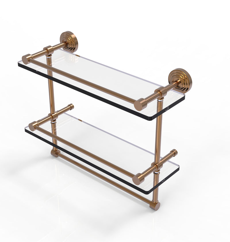 Allied Brass 16 Inch Gallery Double Glass Shelf with Towel Bar WP-2TB-16-GAL-BBR