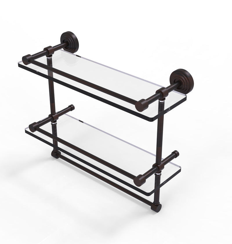 Allied Brass 16 Inch Gallery Double Glass Shelf with Towel Bar WP-2TB-16-GAL-VB