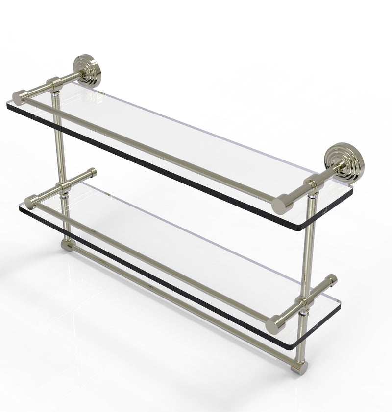 Allied Brass 22 Inch Gallery Double Glass Shelf with Towel Bar WP-2TB-22-GAL-PNI