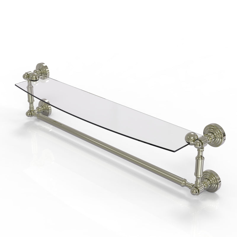 Allied Brass Waverly Place Collection 24 Inch Glass Vanity Shelf with Integrated Towel Bar WP-33TB-24-PNI