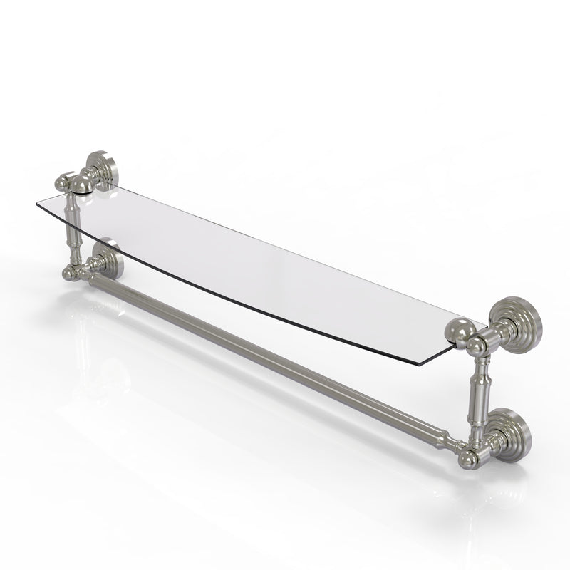 Allied Brass Waverly Place Collection 24 Inch Glass Vanity Shelf with Integrated Towel Bar WP-33TB-24-SN