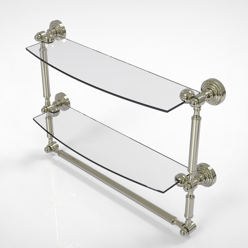 Allied Brass Waverly Place Collection 18 Inch Two Tiered Glass Shelf with Integrated Towel Bar WP-34TB-18-PNI