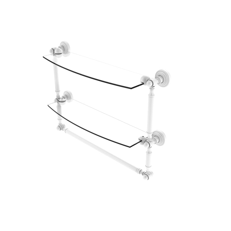 Allied Brass Waverly Place Collection 18 Inch Two Tiered Glass Shelf with Integrated Towel Bar WP-34TB-18-WHM