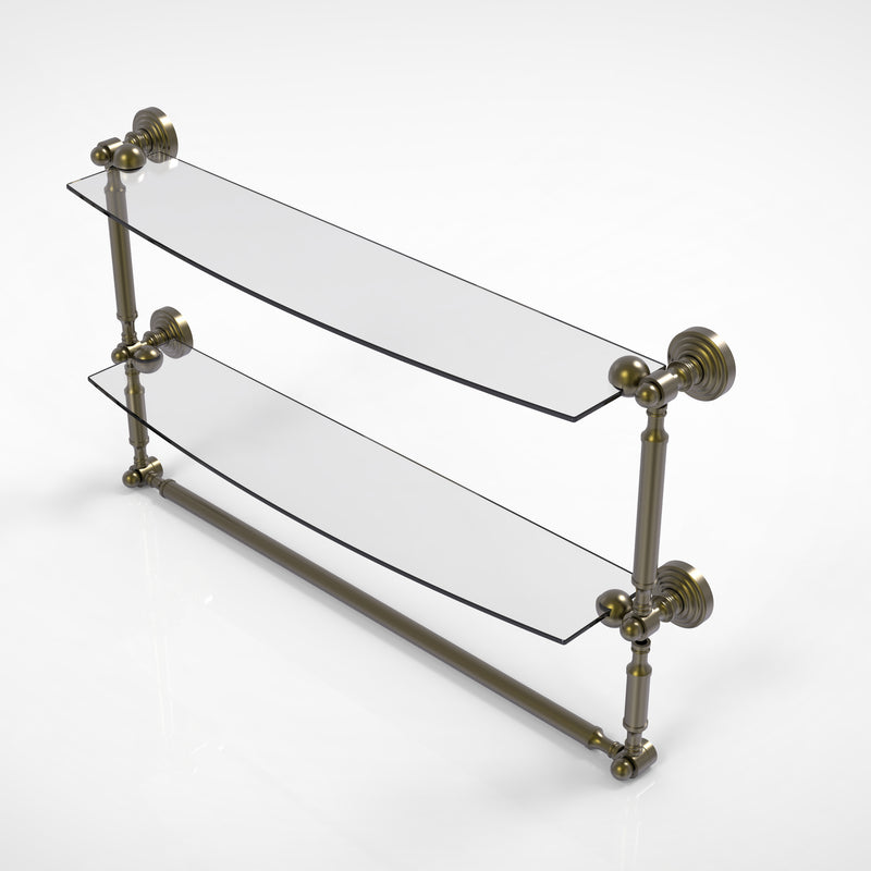 Allied Brass Waverly Place Collection 24 Inch Two Tiered Glass Shelf with Integrated Towel Bar WP-34TB-24-ABR