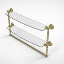Allied Brass Waverly Place Collection 24 Inch Two Tiered Glass Shelf with Integrated Towel Bar WP-34TB-24-SBR