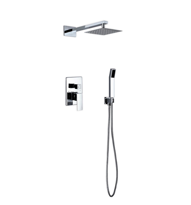 KubeBath Aqua Piazza Brass Shower Set with 8" Square Rain Shower and Handheld WR200HH2V