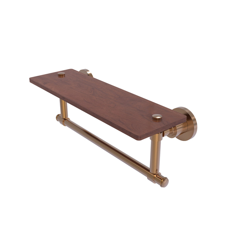 Allied Brass Washington Square Collection 16 Inch Solid IPE Ironwood Shelf with Integrated Towel Bar WS-1TB-16-IRW-BBR