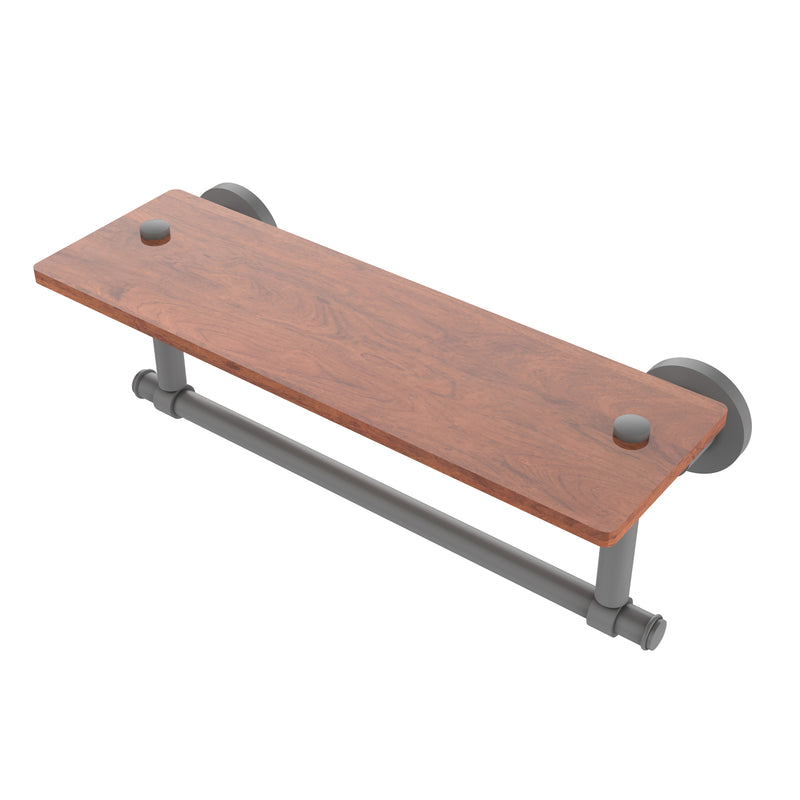 Allied Brass Washington Square Collection 16 Inch Solid IPE Ironwood Shelf with Integrated Towel Bar WS-1TB-16-IRW-GYM