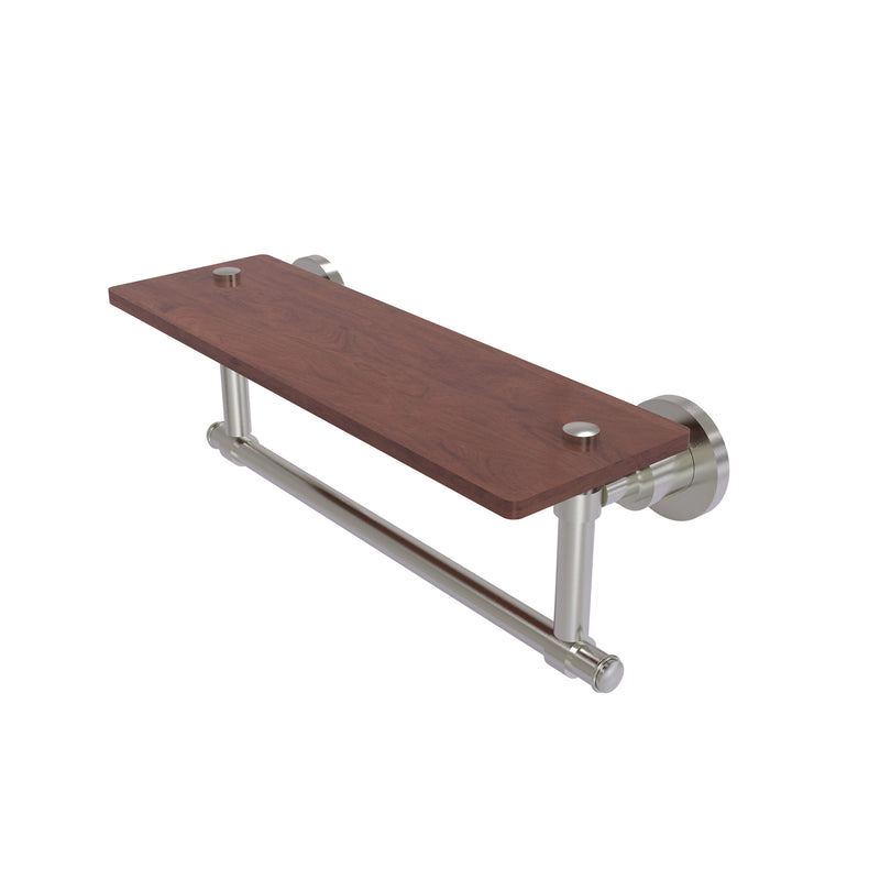 Allied Brass Washington Square Collection 16 Inch Solid IPE Ironwood Shelf with Integrated Towel Bar WS-1TB-16-IRW-SN
