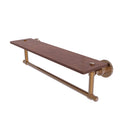 Allied Brass Washington Square Collection 22 Inch Solid IPE Ironwood Shelf with Integrated Towel Bar WS-1TB-22-IRW-BBR