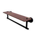 Allied Brass Washington Square Collection 22 Inch Solid IPE Ironwood Shelf with Integrated Towel Bar WS-1TB-22-IRW-BKM